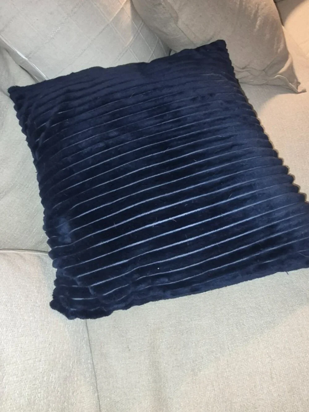 Navy Throw Pillow & Insert - 18x18  - Soft Natural Plush Flannel Double-Sided
